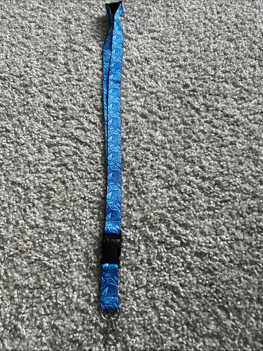 Blue Paisley Lanyard with Quick-Release Clip